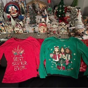 The Children's Place Red and Green Long Sleeve Tees
